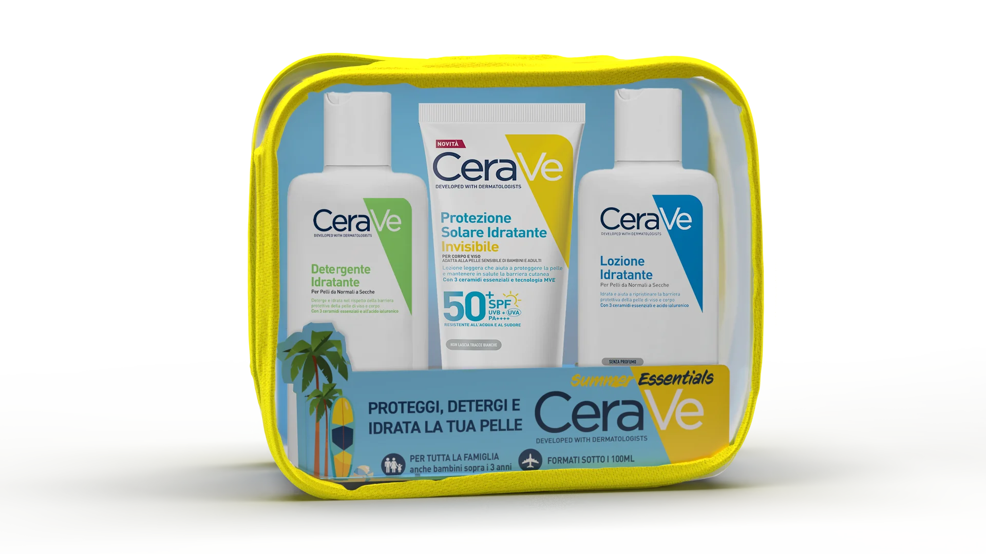 CeraVe Pochette Solare Det 3pz Pochette Solare per Pelli Da Normali a Secche