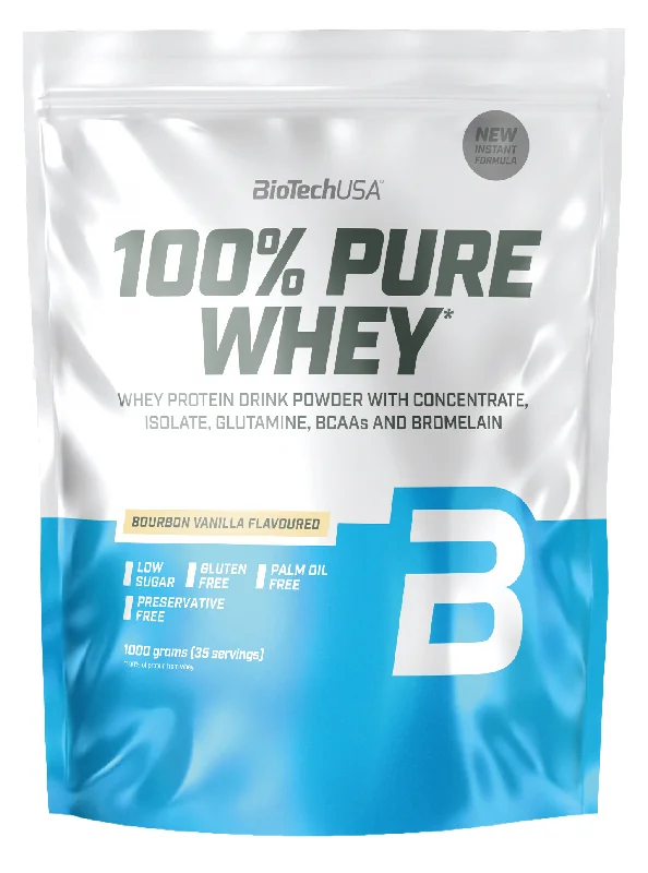 100% Pure Whey Protein Drink Powder Vaniglia Bourbon 1000 g Massa Muscolare