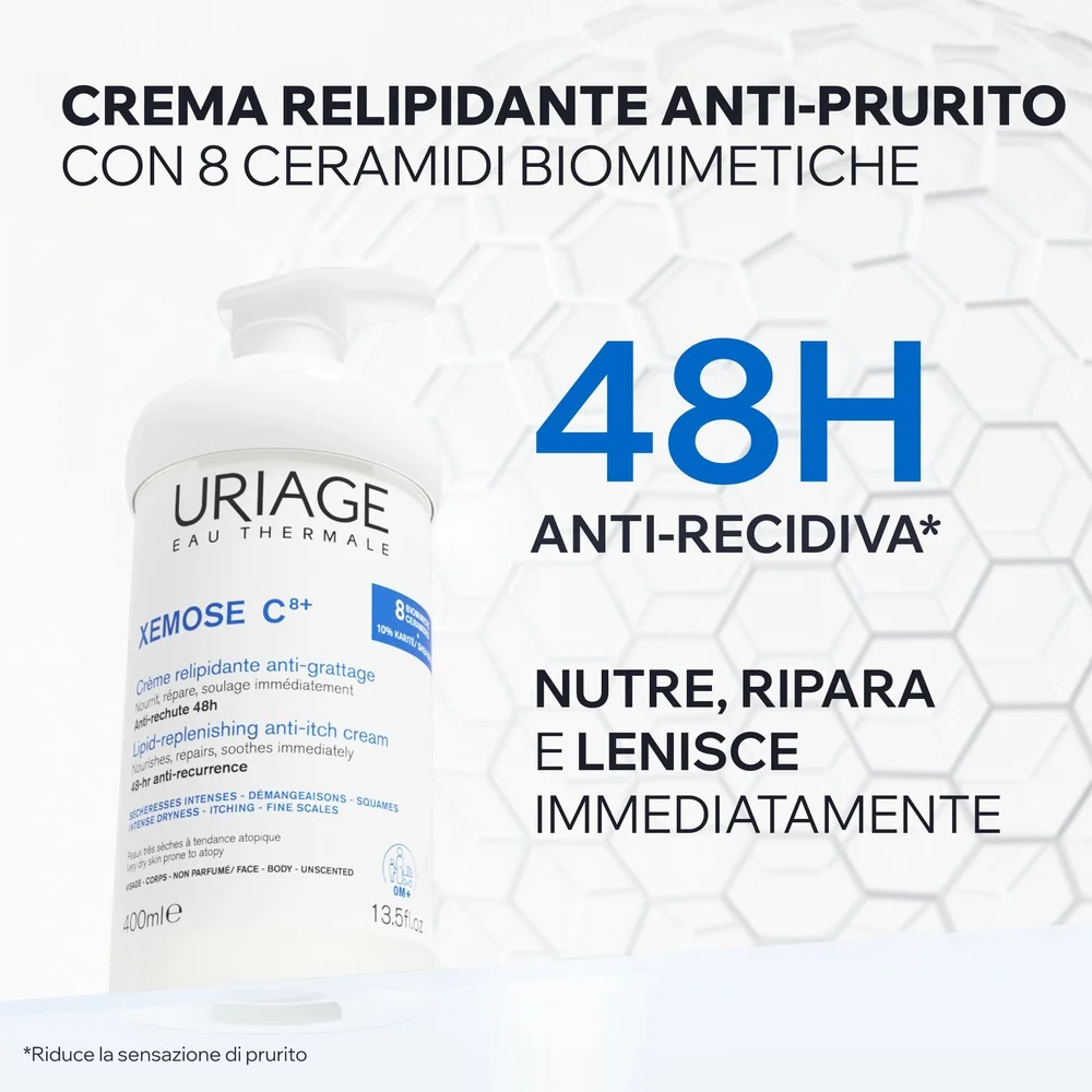 Uriage Xèmose Crema Liporestitutiva Anti-irritazioni Pelle Secca 400 ml Ideale Contro Sensazioni di Prurito