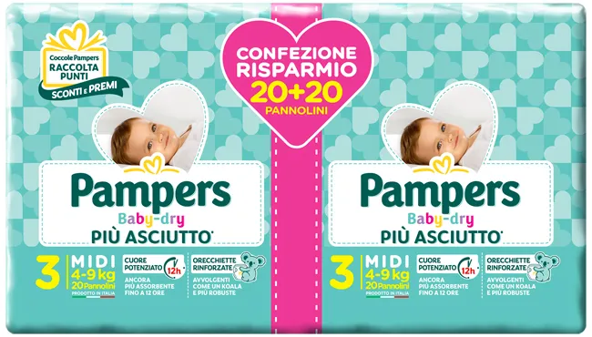 Pampers Baby Dryduo Midi 40 Pezzi