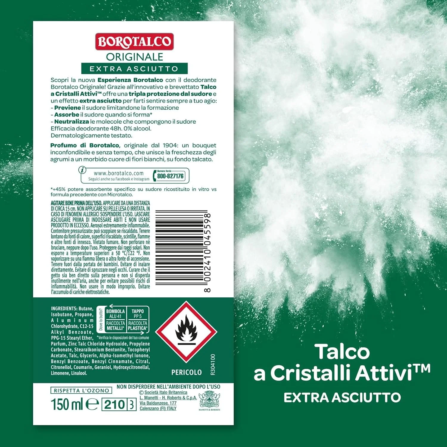 Borotalco Salviette Deodoranti Original 10 Pezzi