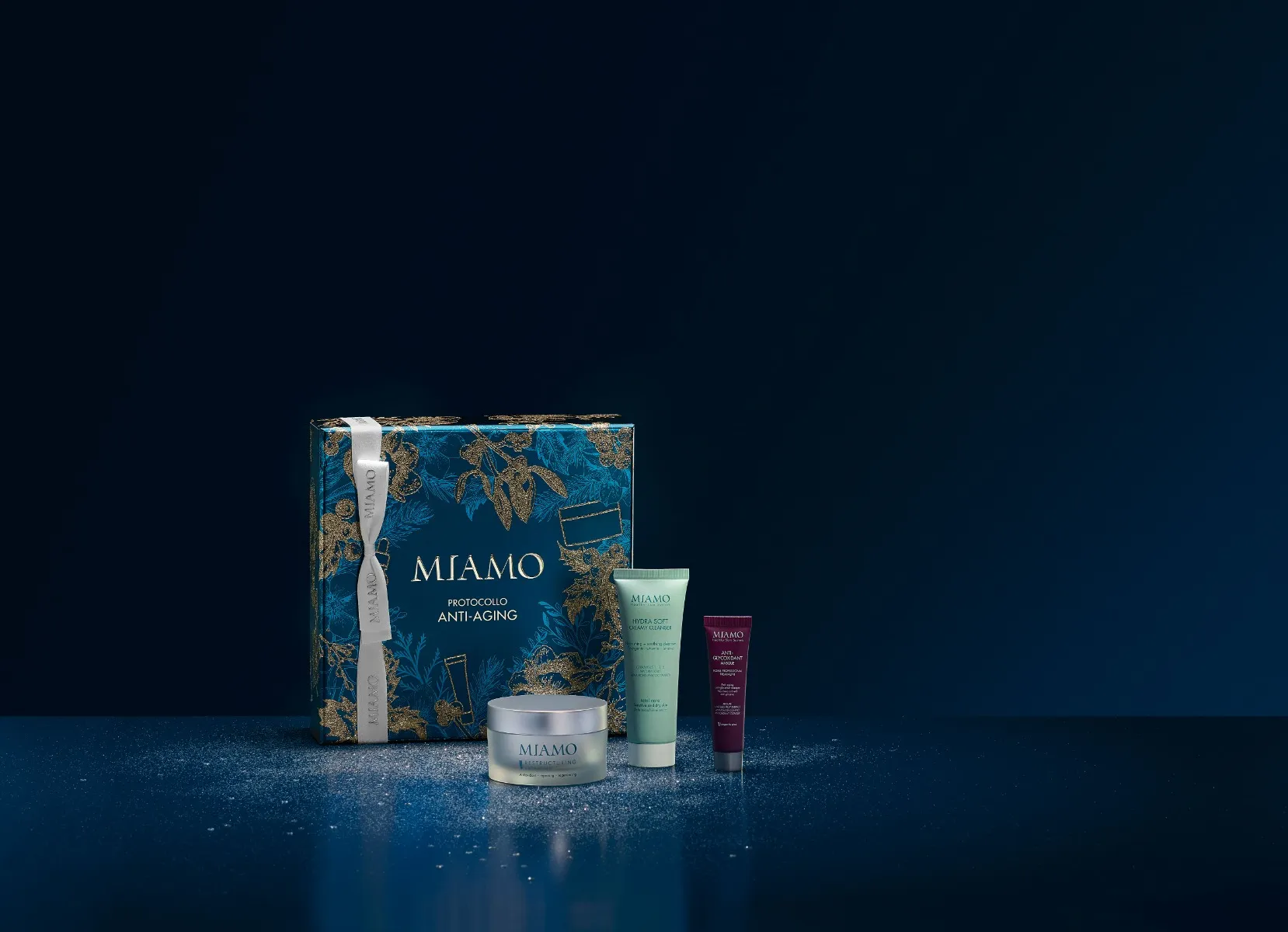 Miamo Cofanetto Xmas 2023 Restructuring Hydra Soft Creamy Cleanser 50 ml + Restructuring Cream 24h 50 ml + Anti-glycoxidant Masque