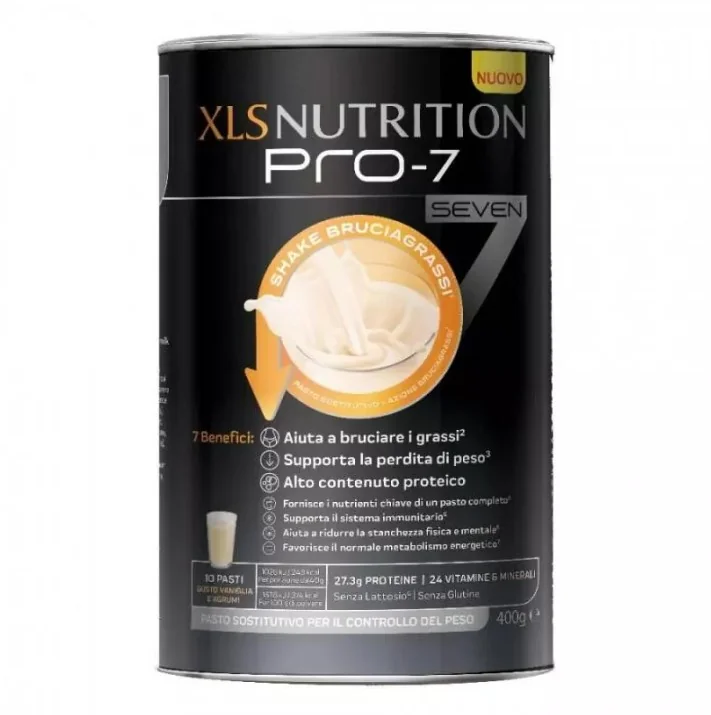 XLS Nutrition Pro 7 Shake Brucigrassi 400 g Gusto Vaniglia E Agrumi Senza Glutine E Lattosio