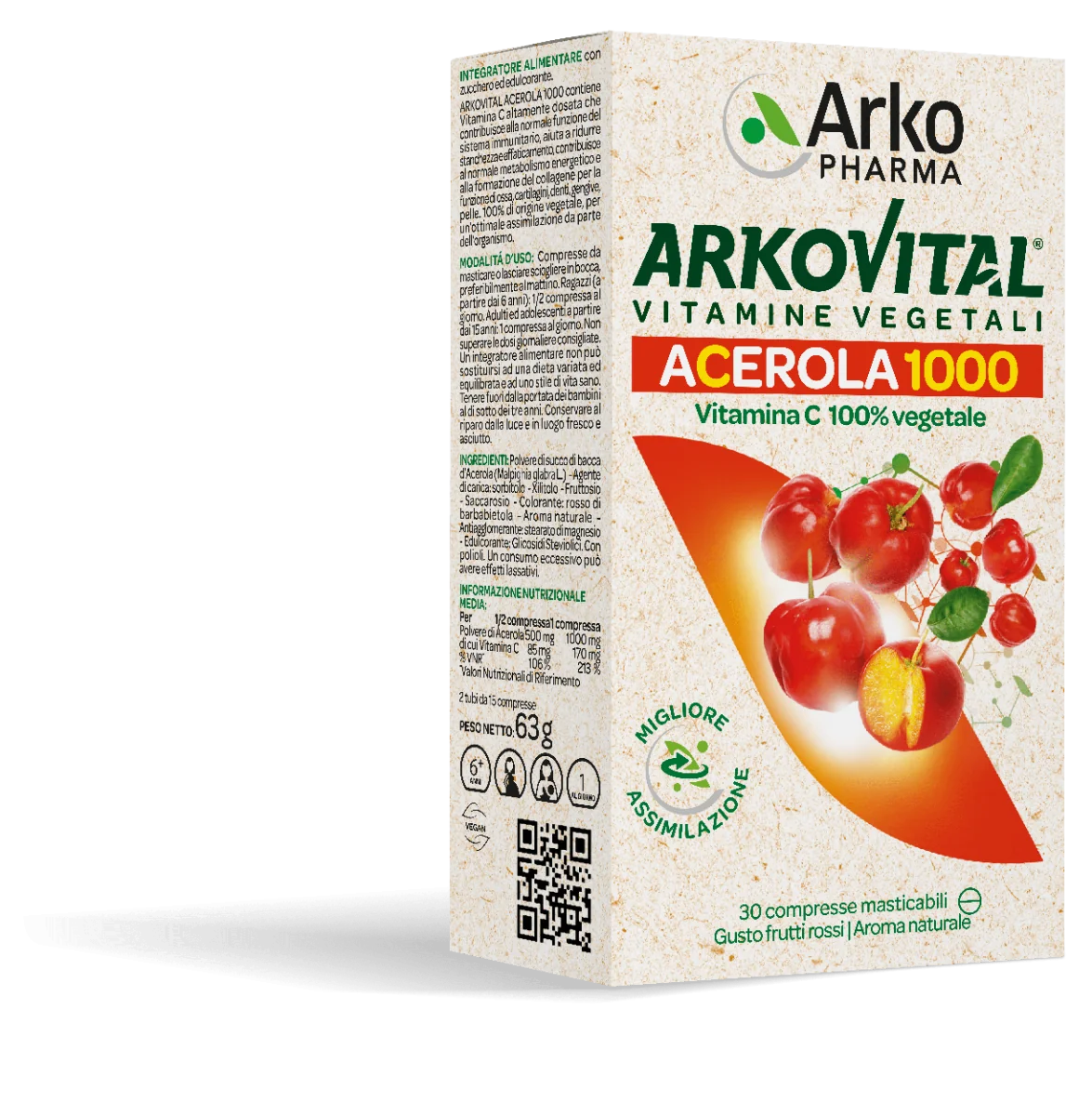 Arkopharma Arkovital Acerola 1000 30 Compresse Vitamina C Naturale