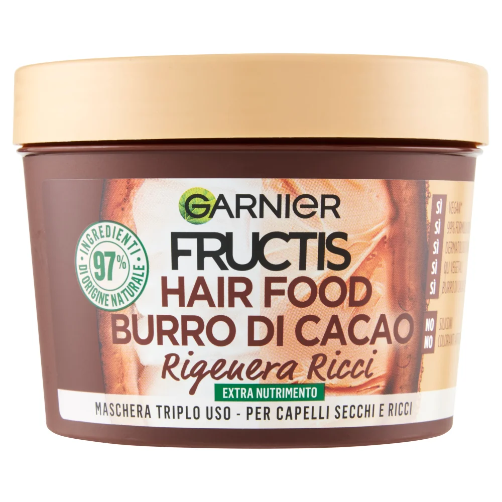 Garnier Fructis Hair Food Burro Cacao 390ml Maschera Capelli Ricci Secchi