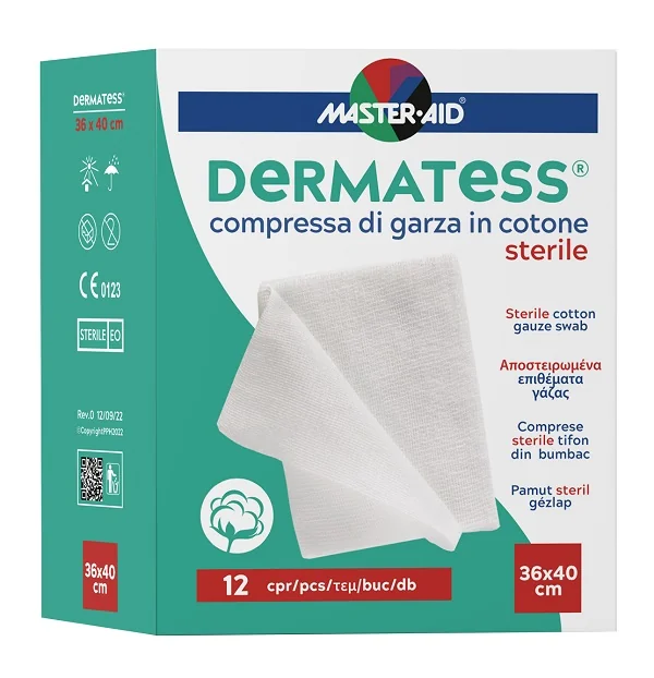 Garza Compressa Master-Aid Dermatess Cotone 36X40Cm 12 Pezzi