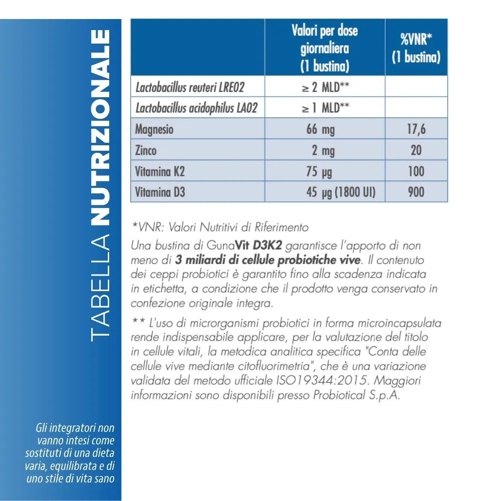 Gunavit D3K2 30Stick 2G Ossa e Benessere Intestinale