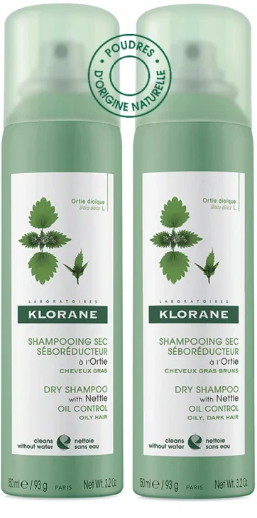 Klorane Duo Shampoo Secco Ortica 2 X 150 ml Seboriduttore
