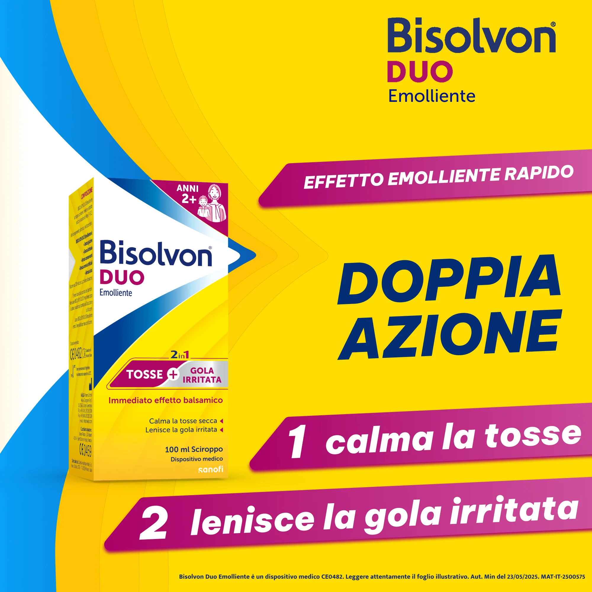 Bisolvon Duo Emolliente Sciroppo 100 ml Contro Tosse e Gola Irritata