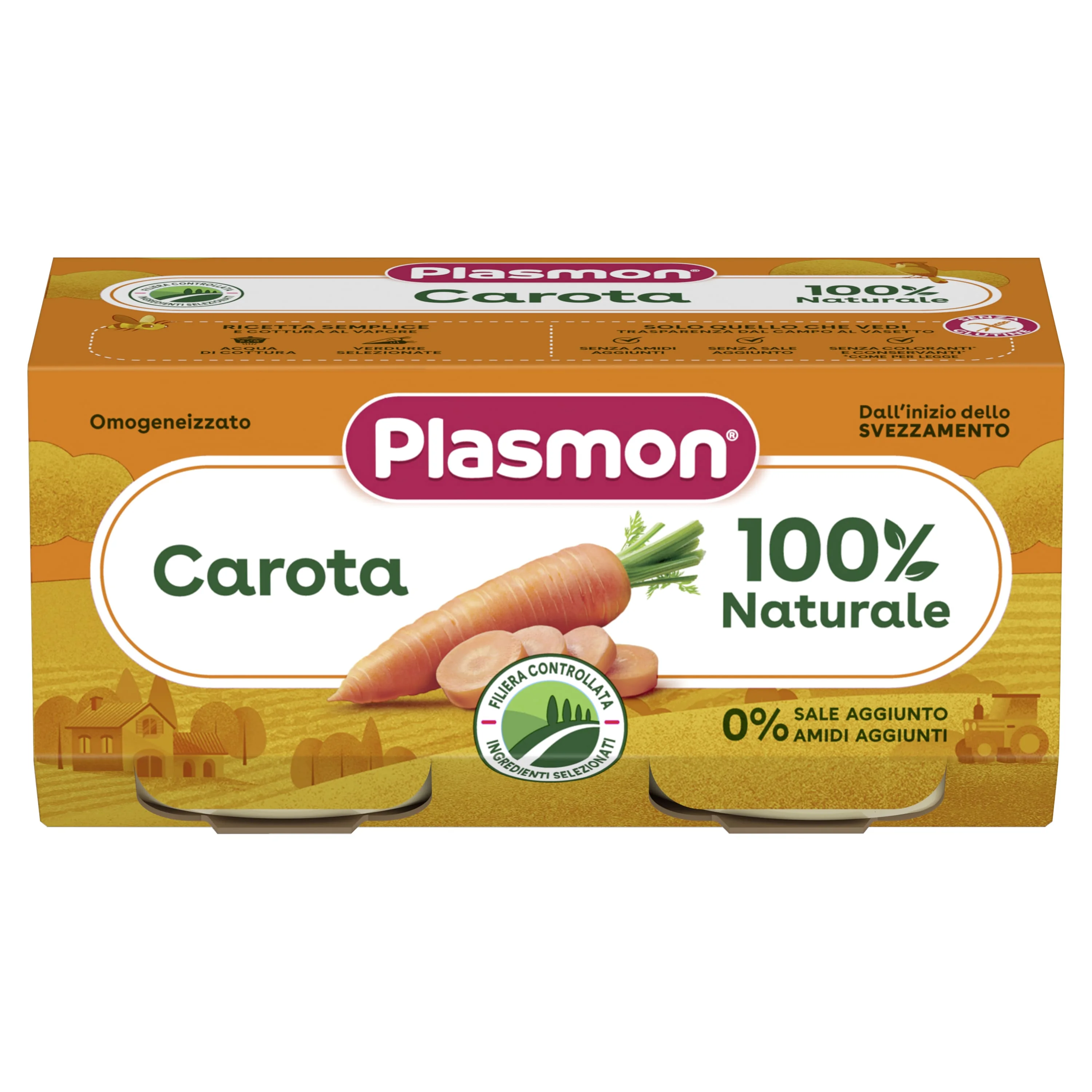 Plasmon Omogeneizzato Carote 2 Vasetti 80 g Senza Glutine