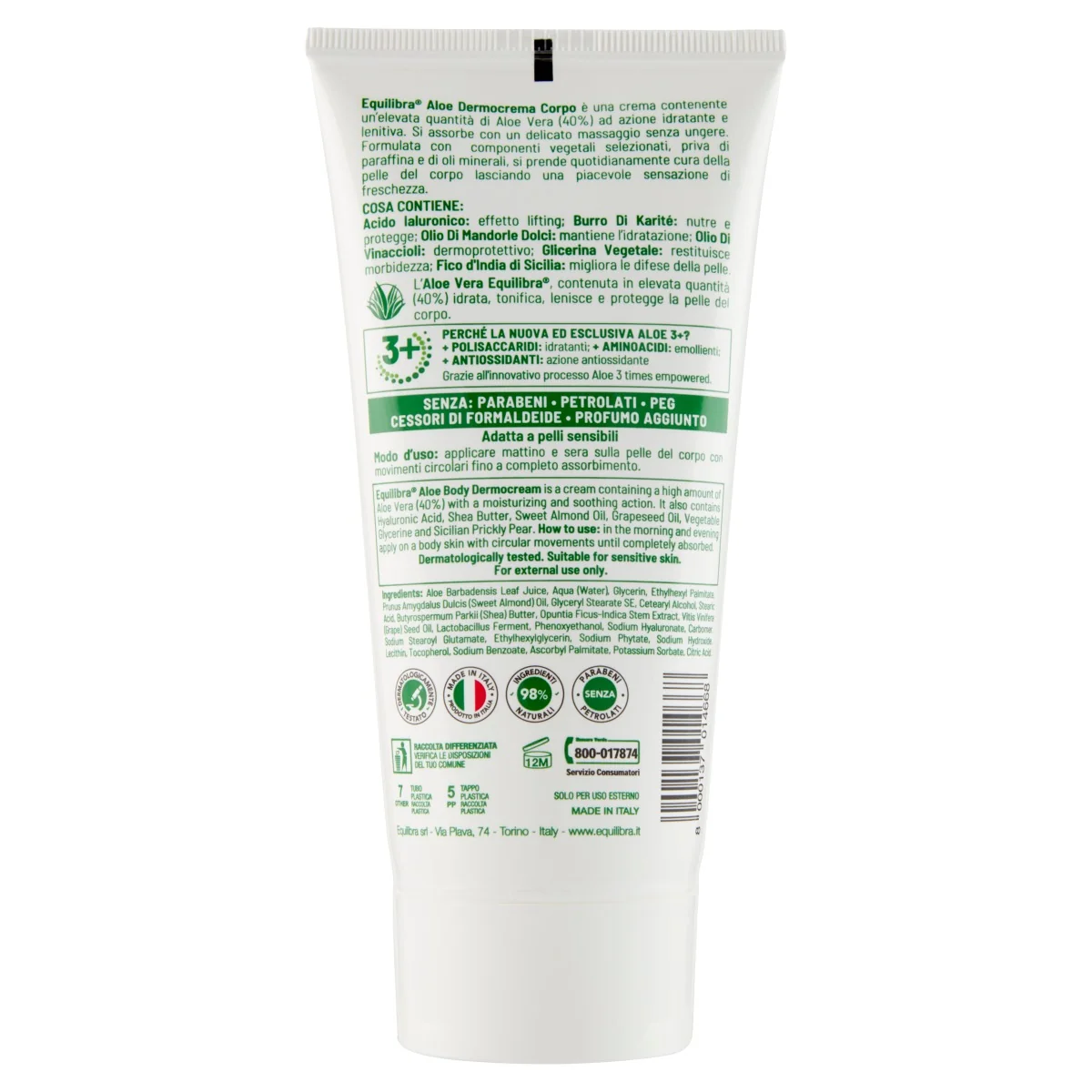 Equilibra Aloe Crema Corpo 150 Ml Idratante e Lenitiva