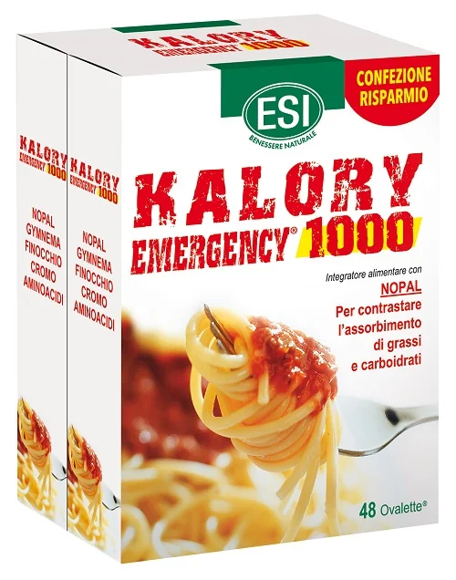 ESI Kalory Emergency 1000 Bipack 2x24 Ovalette Contrasta l'Assorbimento dei Grassi
