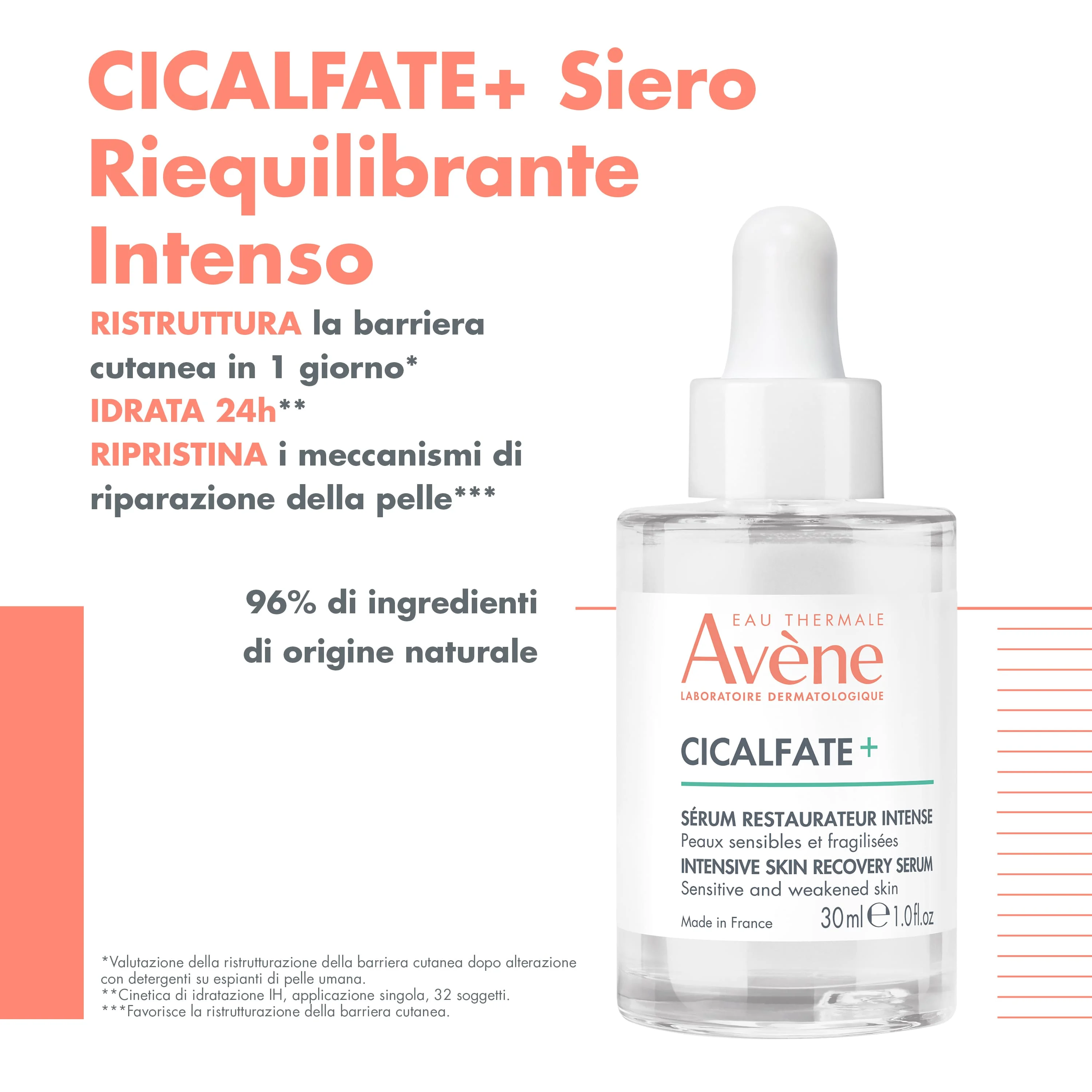 Avene Cicalfate+ Siero Riequilibrante Intenso 30 Ml Azione Riparatrice e Idratante