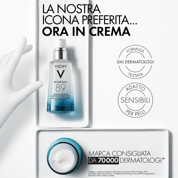 Vichy Minéral 89 Crema Viso 50 Ml Idratazione profonda 72h per tutti i tipi di pelle