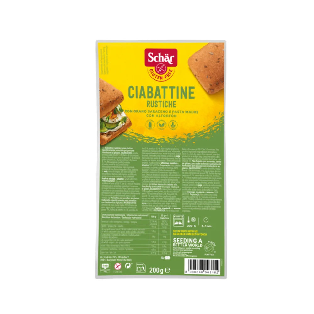 Schar Ciabattine Rustiche Precotte Senza Glutine 200 g