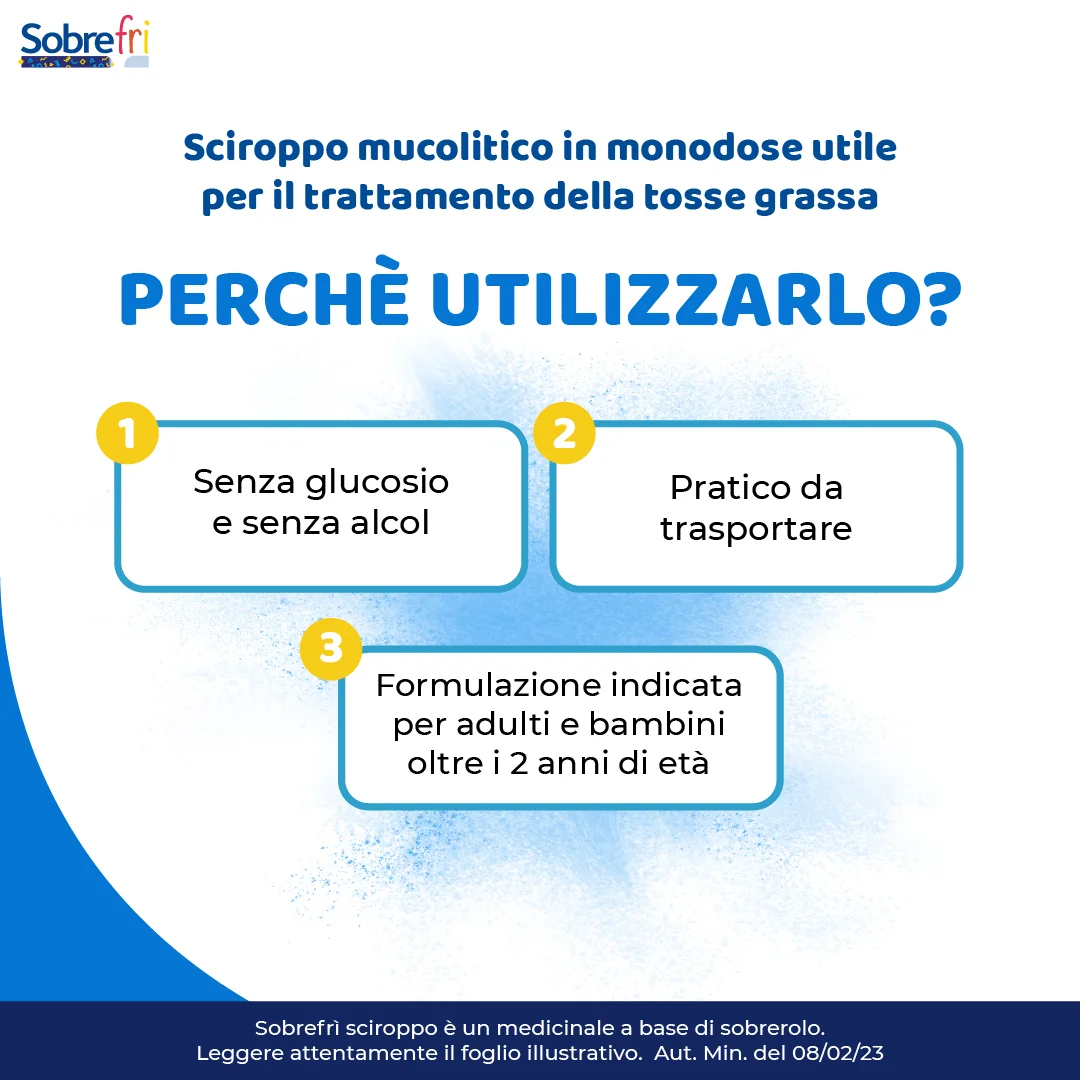 Sobrefri Sciroppo Mucolitico Tosse Grassa 2 Anni+ 20 Flaconcini 40 Mg/5 Ml SENZA ZUCCHERO