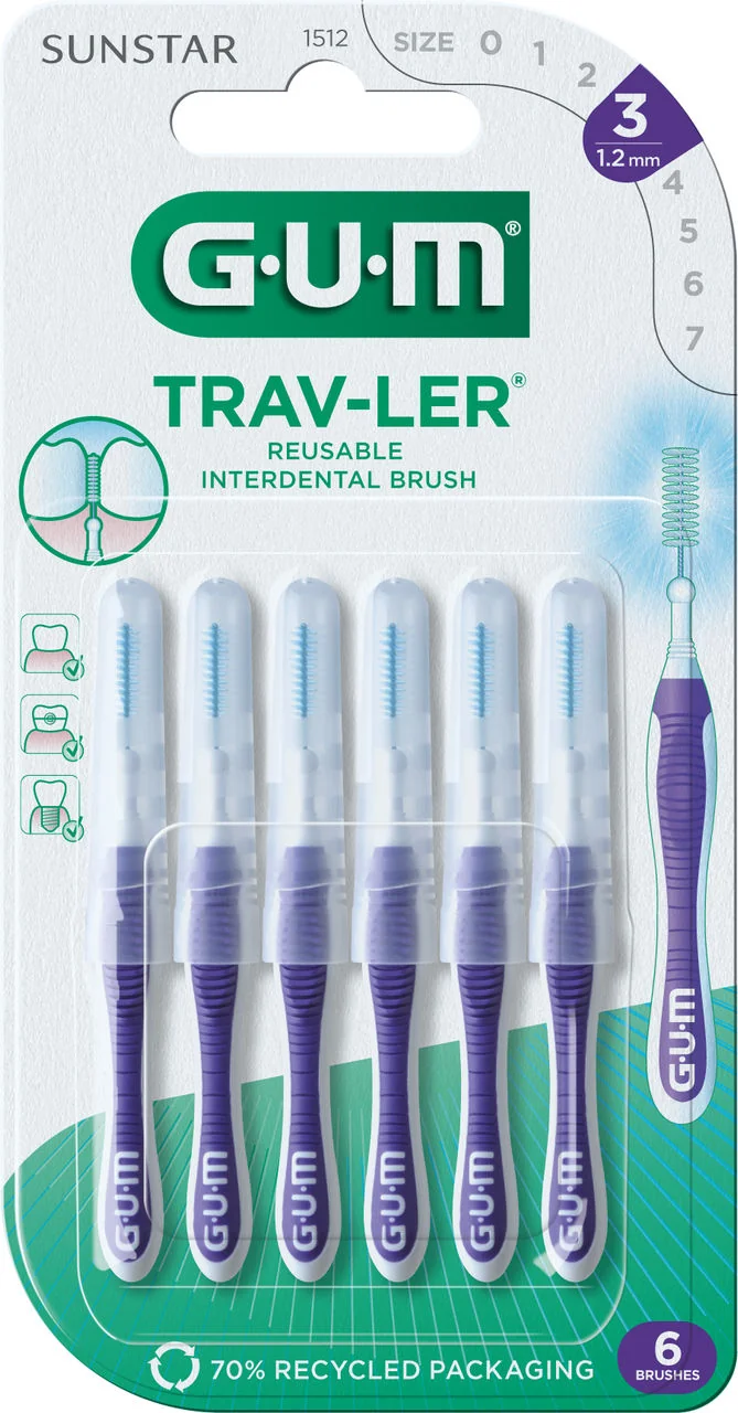 Gum Travler 1512 Scovo 1,2 6 Pezzi Scovolini Interdentali 1,2