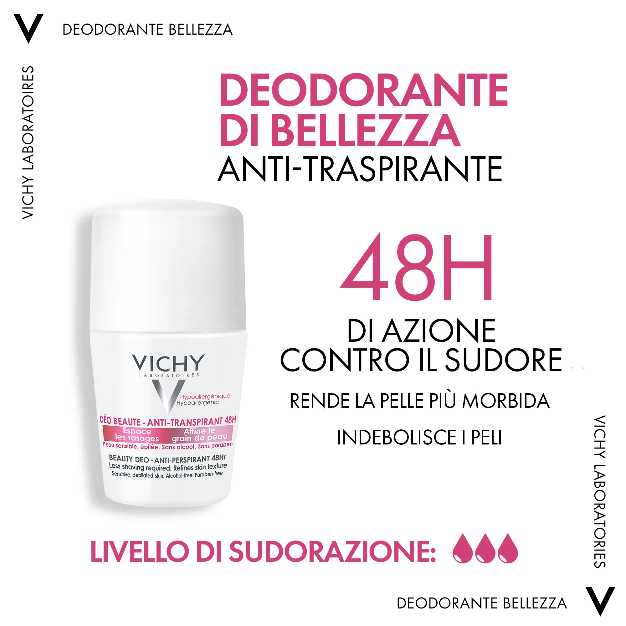 Vichy Deodorante Bellezza Roll-on Antitraspirante 50 ml Pelle Sensibile o Depilata