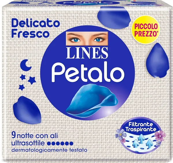 Lines Petalo Blu Notte Assorbenti Con Le Ali 9 Pezzi