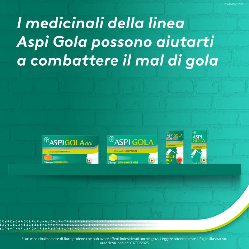 Aspi Gola Antinfiammatorio 24 caramelle Miele-Limone Mal di Gola