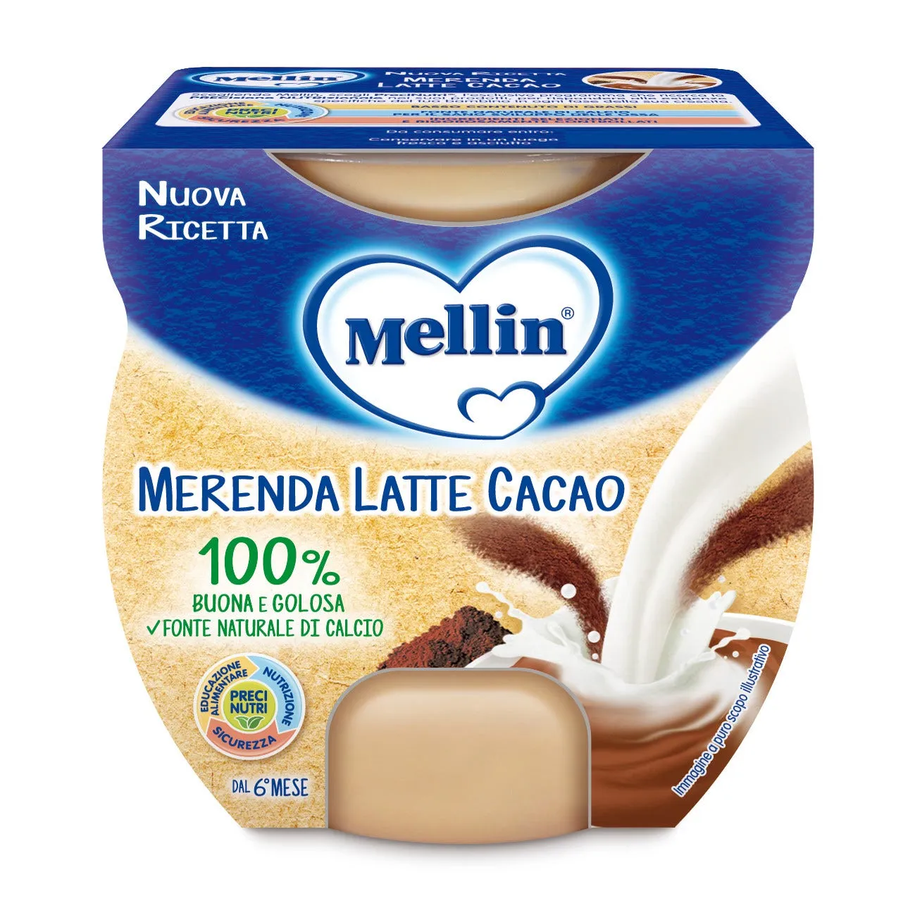 Mellin Merenda Latte Cacao 2X100G Alimento per Infanzia