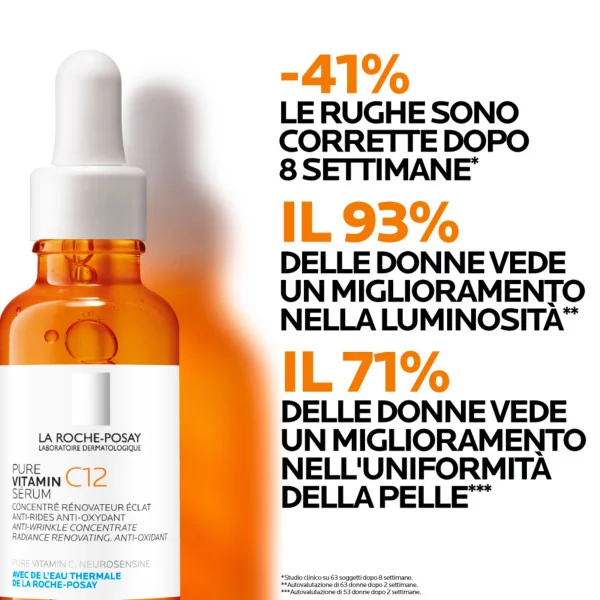 La Roche Posay Pure Vitamin C12 Siero 30Ml Antirughe, Antiossidante e Illuminante