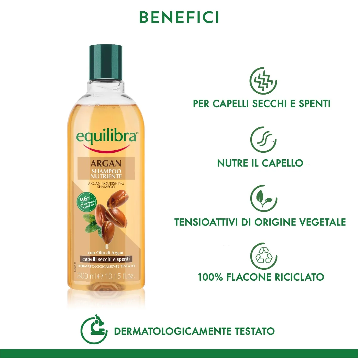 Equilibra Argan Shampoo Nutriente 300 Ml Prodotto Nutriente per Capelli
