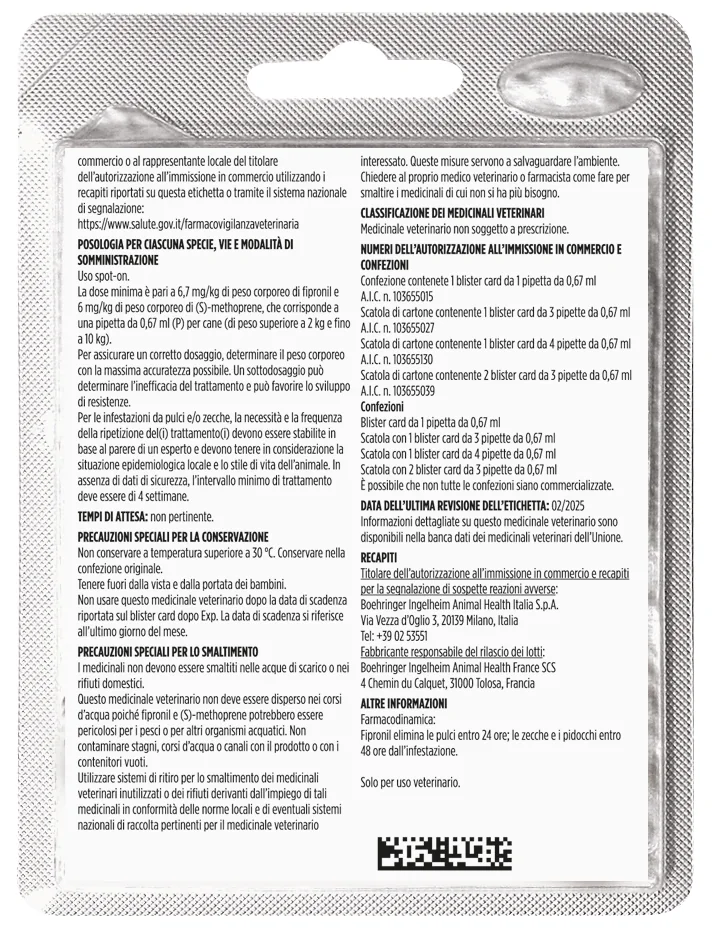 Frontline Combo Cani X1 Antiparassitario Contro Pulci, Zecche E Pidocchi (2-10Kg)