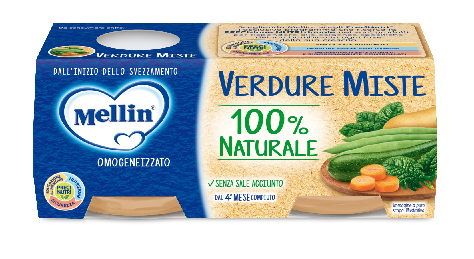 Mellin Omogeneizzato Verdure Miste 2 X 80 G Alimento per l'infanzia