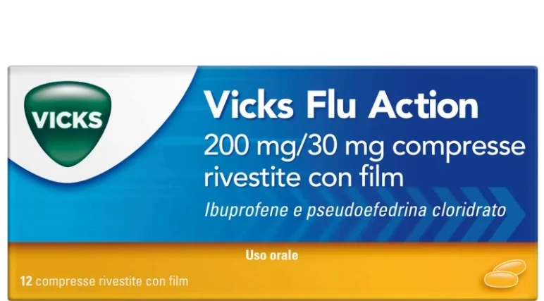 Vicks Flu Action 200+30 mg 12 Compresse Raffreddore, Influenza e Naso Chiuso