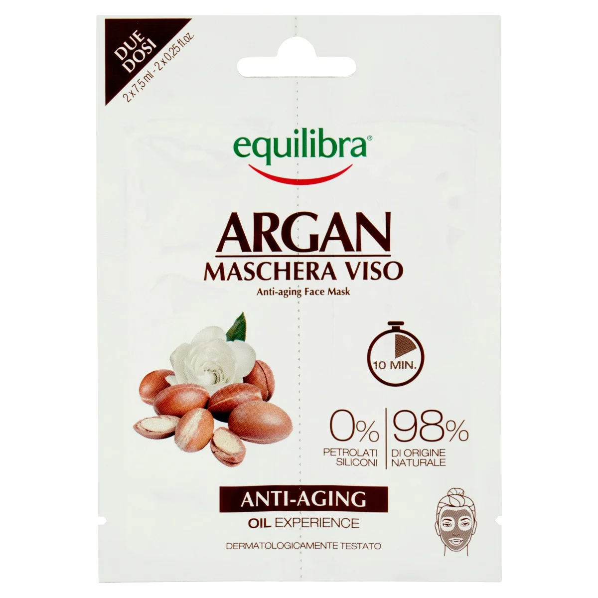 Equilibra Argan Maschera Viso Antiage 2x7,5 Ml Benessere Cutaneo