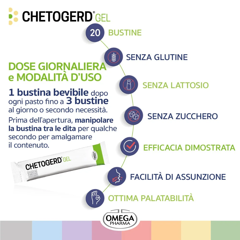 Chetogerd Gel 20 Bustine Stick Integratore Contro Acidità