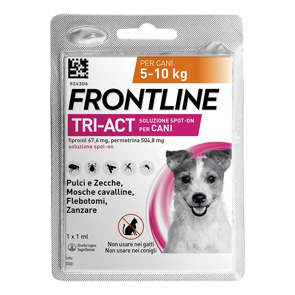 Frontline Tri-Act X1 Antiparassitario Per Cani Contro Parassiti E Insetti Volanti (5-10Kg) 