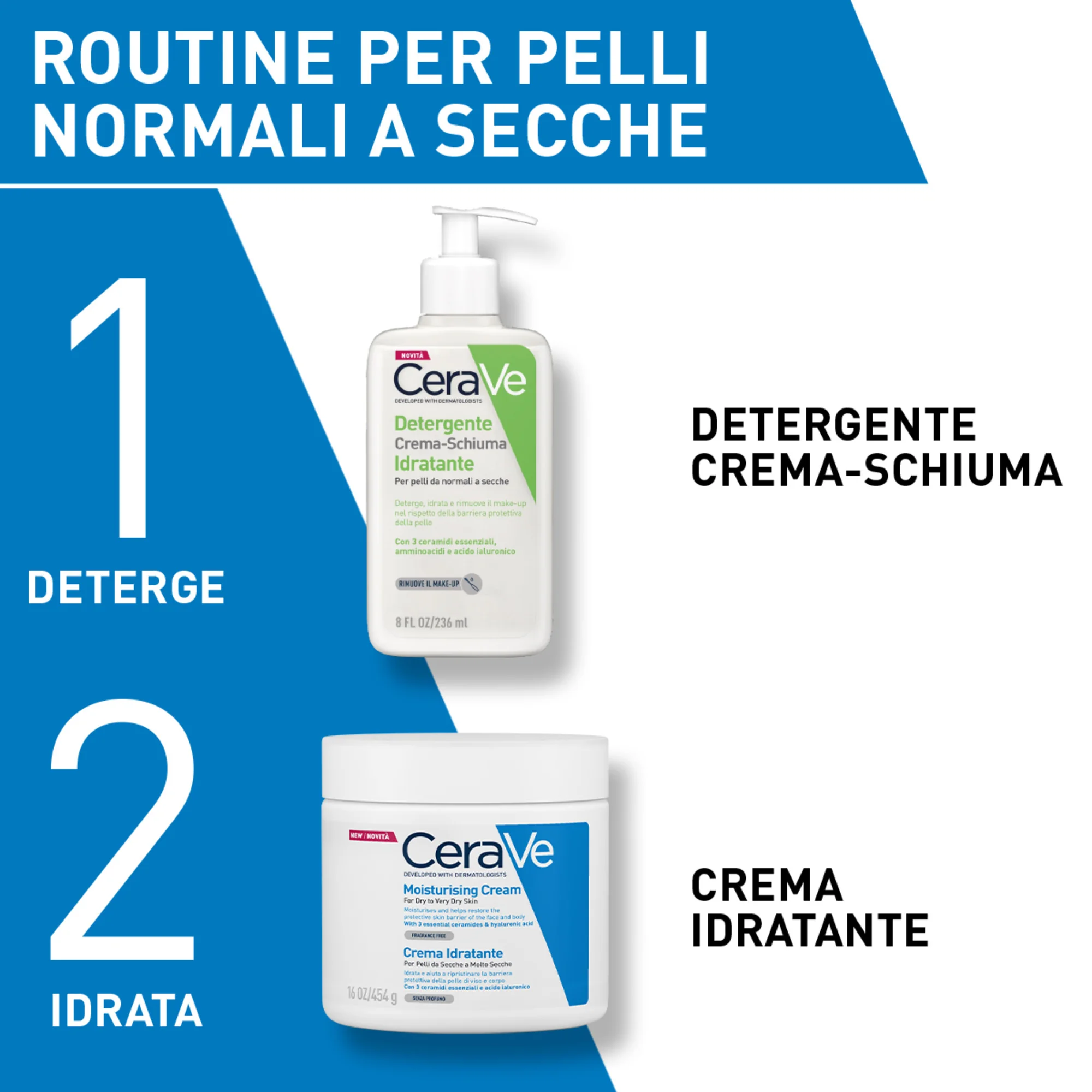CeraVe Detergente Crema-Schiuma Idratante 236 ml Per Pelle da Normale a Secca