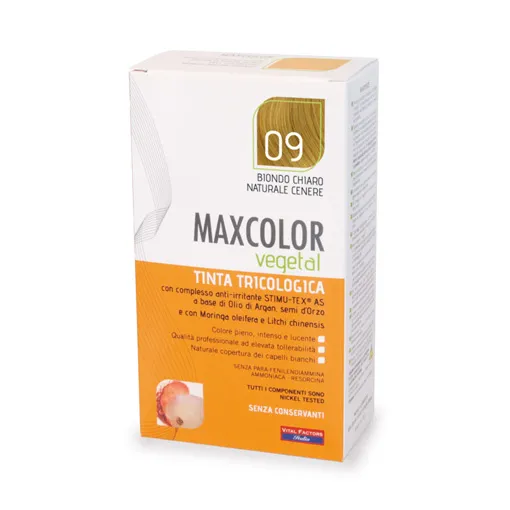 Max Color Vegetal 09 Biondo Chiaro Naturale Cenere 140 ml Tintura Capelli