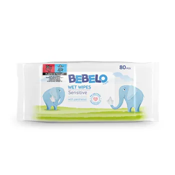 Bebelo Wet Wipes Sensitive 80 Pezzi - Salviette Umidificate con Pantenolo 