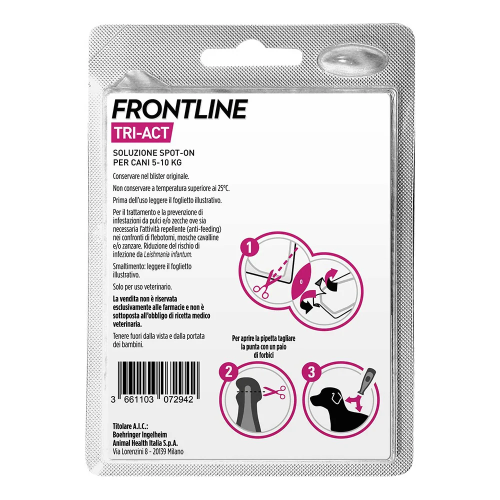 Frontline Tri-Act X1 Antiparassitario Per Cani Contro Parassiti E Insetti Volanti (5-10Kg) 