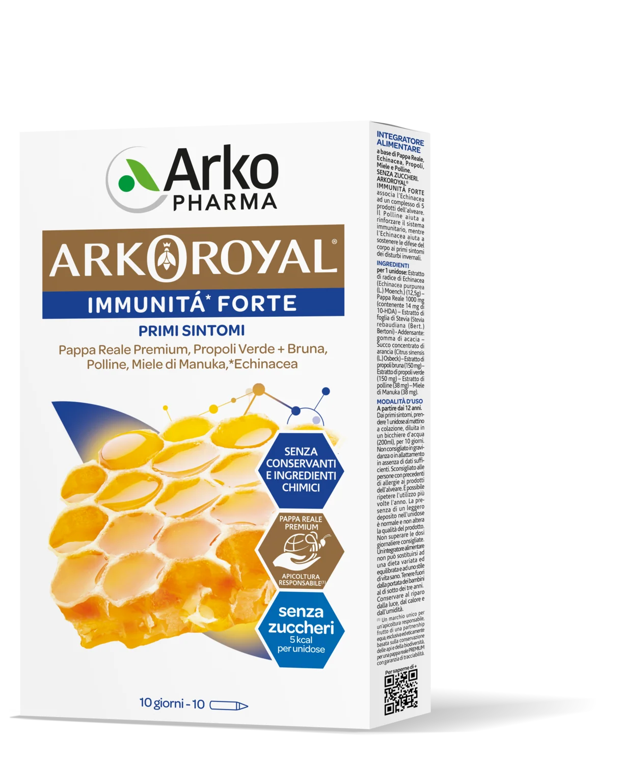 Arkopharma Arkoroyal Pappa Reale Premium Senza Zuccheri 10 Flaconcini Immunità Forte