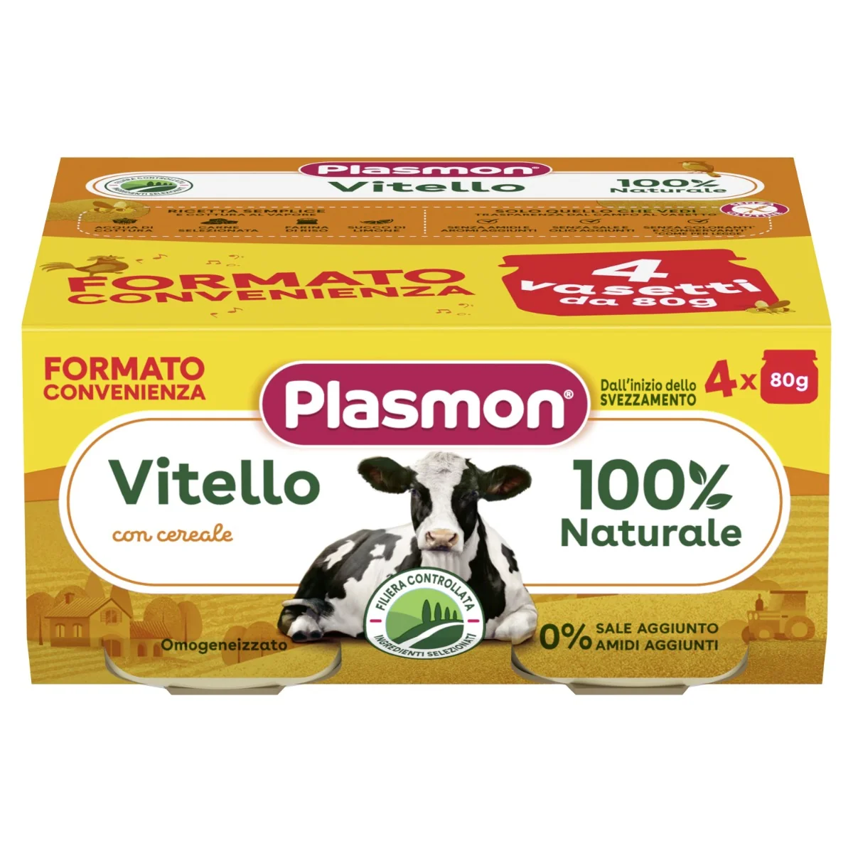 Plasmon Omogeneizzato Vitello 4 X 80 g Alimento per l'infanzia