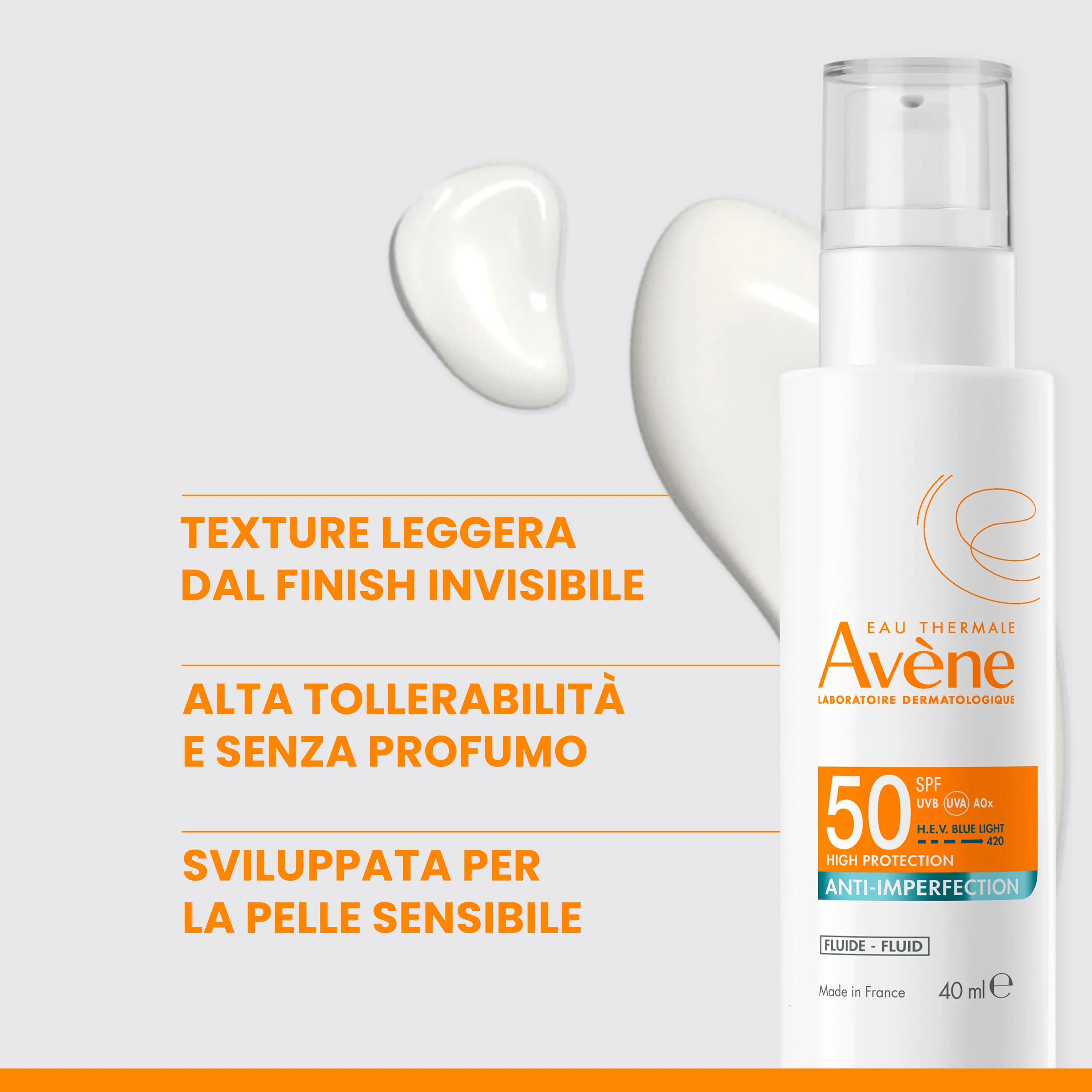 Avene Solare Fluido Anti Imperfezioni SPF50 40 ml Pelle Grassa A Tendenza Acneica