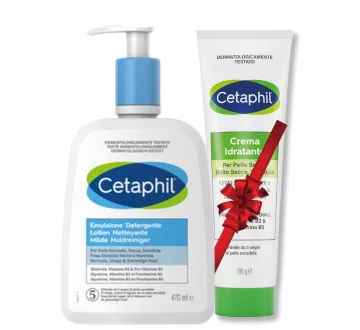 Cetaphil Emulsione Detergente 470 Ml in OMAGGIO Crema Idratante 100 G Kit Cura del Corpo