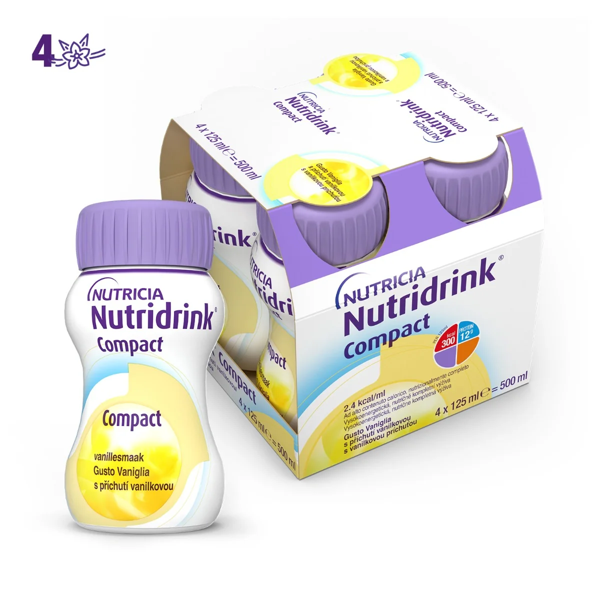 Nutridrink Compact Integratore Nutrizionale Gusto Vaniglia 4x125 ml