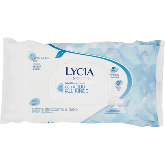 Lycia Doppia Azione Pelli Normali 72 Salviette Struccanti