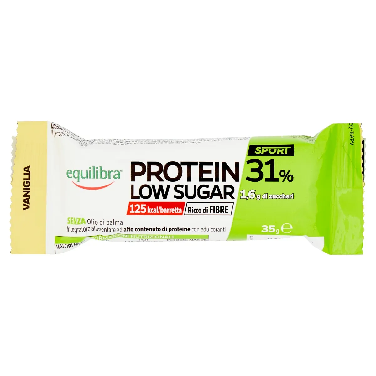 Equilibra Protein 31% Low Sugar Barretta Vaniglia 35 G Ricco di fibre