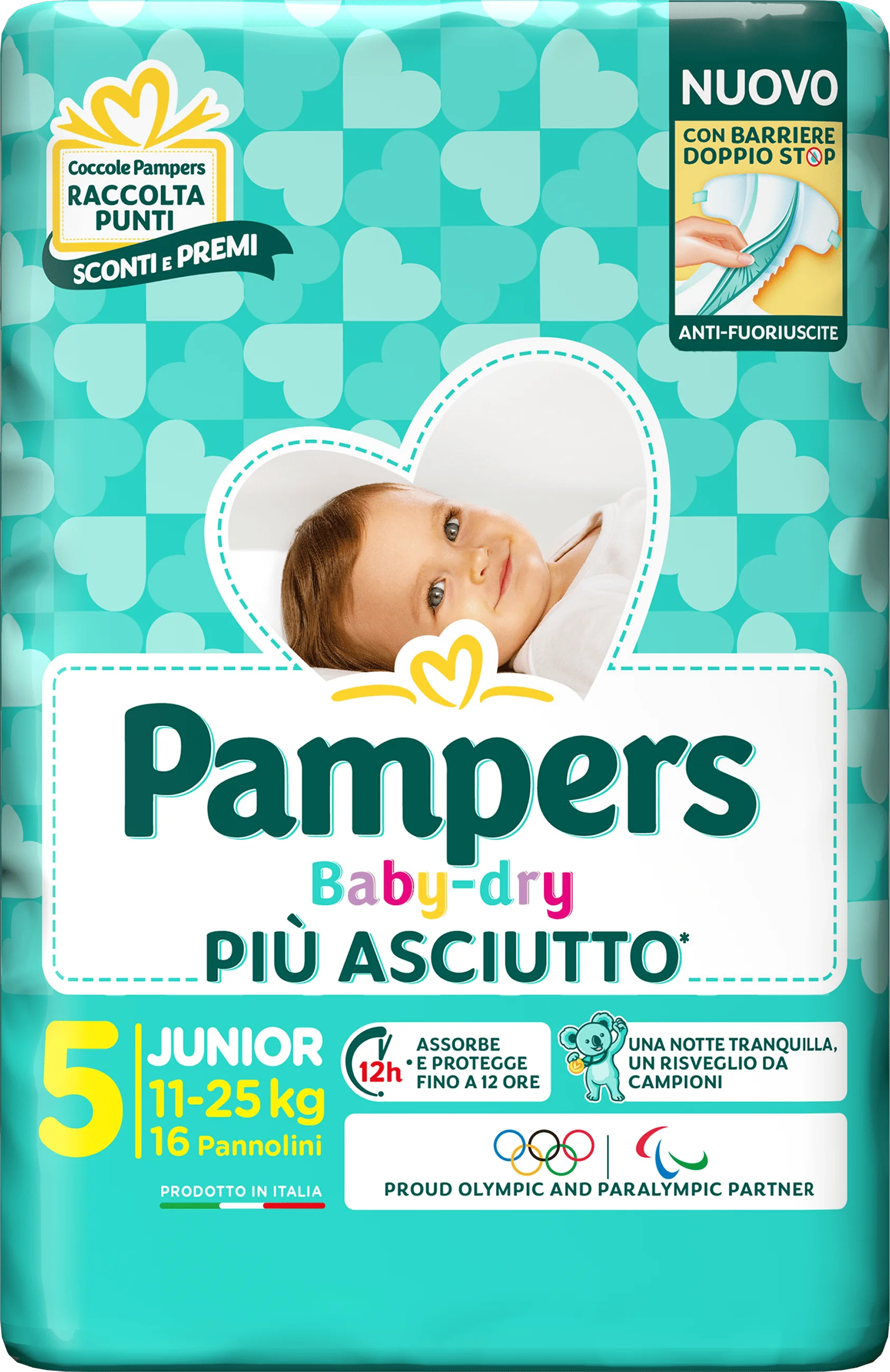 Pampers Baby Dry Pannolino Downcount Junior 16 Pezzi Taglia 5 (11-25 kg)