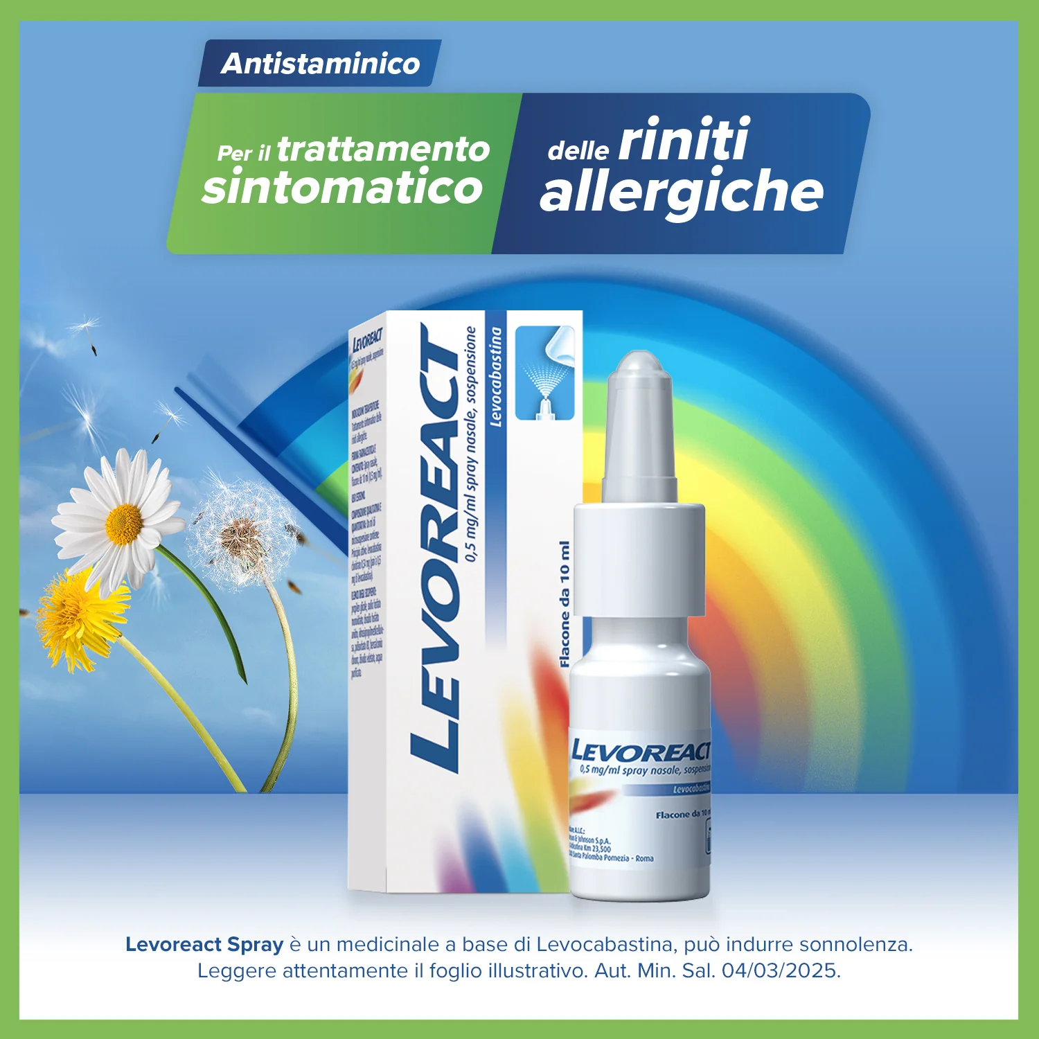 Levoreact Spray Nasale 10 Ml Antistaminico