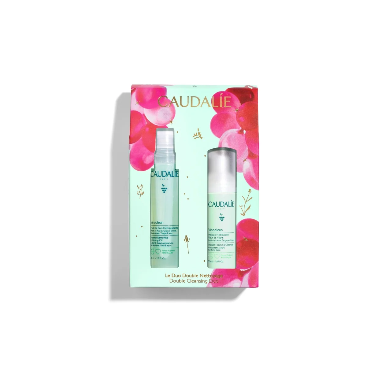 Caudalie Vinoclean Cofanetto Duo Doppia Detersione 2025 Olio Struccante + Schiuma Detergente