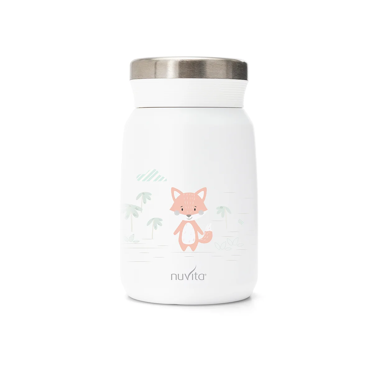 Nuvita Contenitore Termico Acciaio Inox Cibi Liquidi/Solidi Bianco 500 ml Chiusura Ermetica per Pappe e Brodo