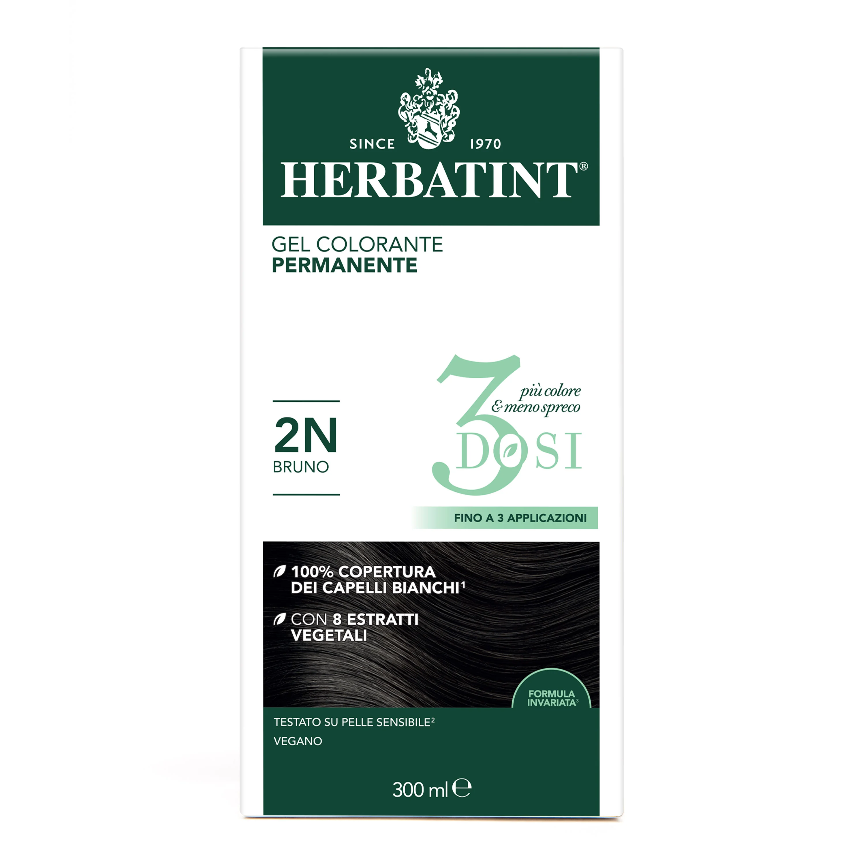 Herbatint Tintura Capelli Gel Permanente 3Dosi 2N Bruno 300 ml 