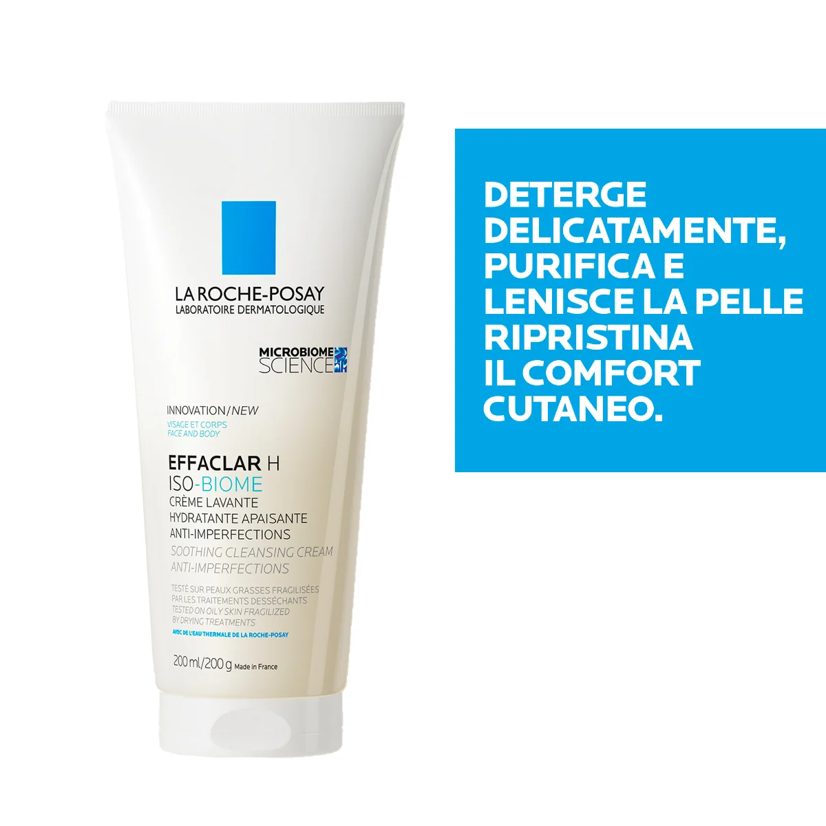 La Roche Posay Effaclar H Iso Biome Crema Lavante 200 ml Detergente Viso Pelle Grassa A Tendenza Acneica
